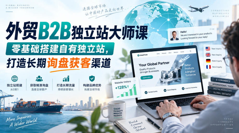 外贸B2B独立站大师课，零基础搭建自有独立站，打造长期询盘获客渠道-洛柒笔记