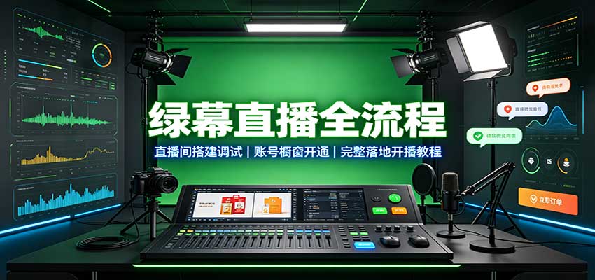 绿幕直播全流程：直播间搭建调试，账号橱窗开通，完整落地开播教程-洛柒笔记