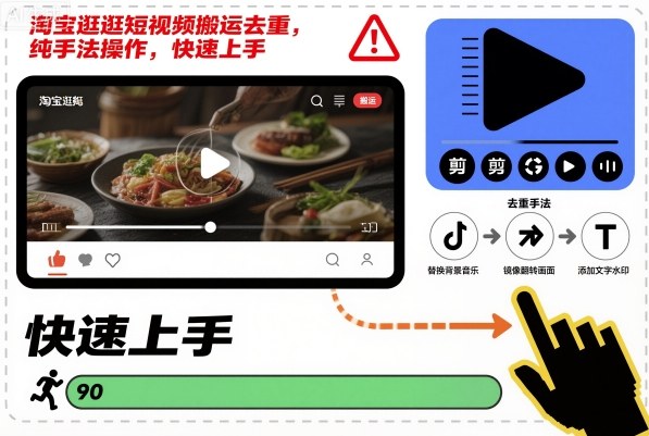 淘宝逛逛短视频搬运去重，纯手法操作，快速上手-洛柒笔记