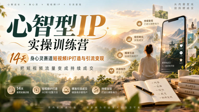 心智型IP实操训练营｜14天身心灵赛道短视频IP打造与引流变现，把短视频流量变成持续成交-洛柒笔记