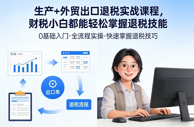 生产+外贸出口退税实战课程，财税小白都能轻松掌握退税技能-洛柒笔记