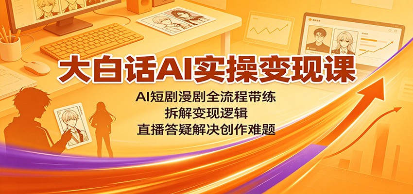 大白话AI实操变现课：AI短剧漫剧全流程带练，拆解变现逻辑，直播答疑解决创作难题-洛柒笔记