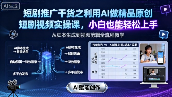 短剧推广干货之利用AI做精品原创短剧视频实操课，小白也能轻松上手-洛柒笔记
