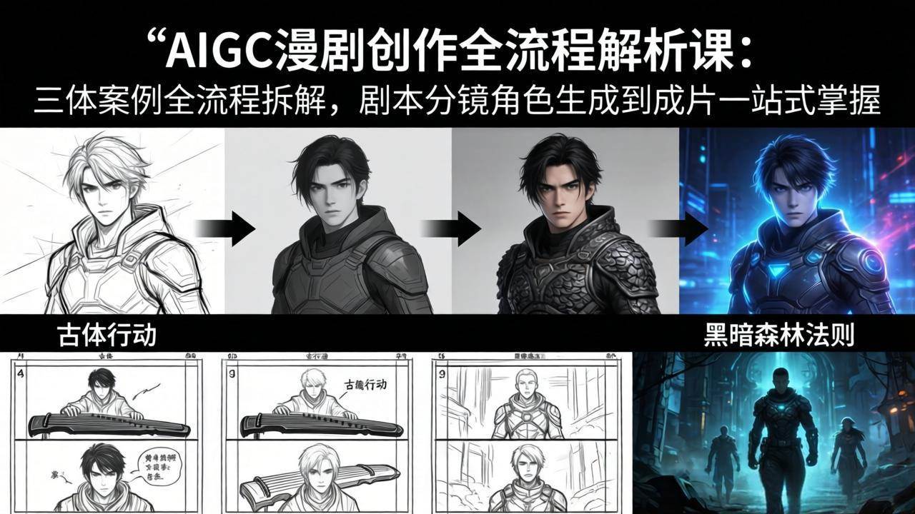 （17879期）AIGC漫剧创作全流程解析课：三体案例全流程拆解，剧本分镜角色生成到成片一站式掌握-洛柒笔记