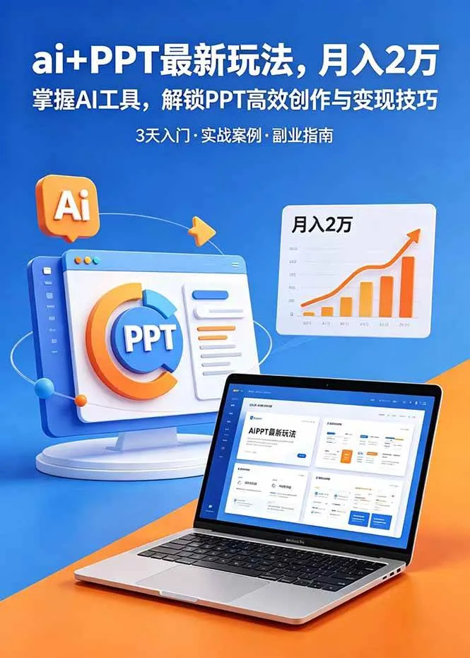 ai+PPT最新玩法，月入2万掌握AI工具，解锁PPT高效创作与变现技巧3天入门，实战案例·副业指南-洛柒笔记