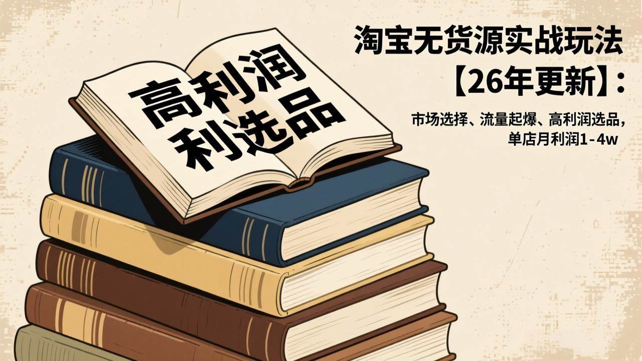 （17046期）淘宝无货源实战玩法【26年更新】：市场选择、流量起爆、高利润选品，单店月利润1-4w-洛柒笔记