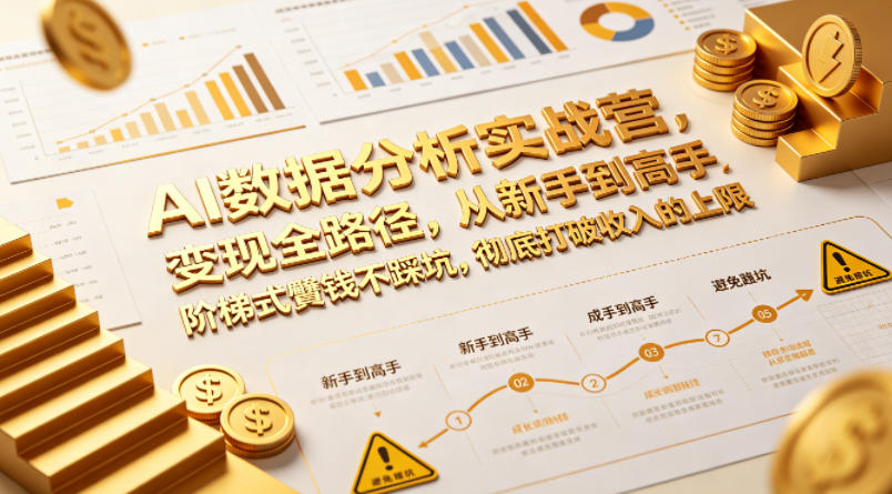 AI数据分析实战营，变现全路径，从新手到高手，阶梯式賺钱不踩坑，彻底打破收入的上限-洛柒笔记