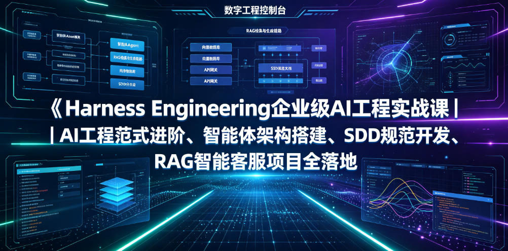 Harness Engineering企业级AI工程实战课｜AI工程范式进阶、智能体架构搭建、SDD规范开发、RAG智能客服项目全落地-洛柒笔记