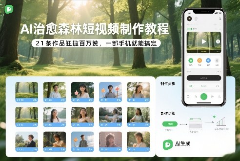 AI治愈森林短视频制作教程，21条作品狂揽百万赞，一部手机就能搞定-洛柒笔记