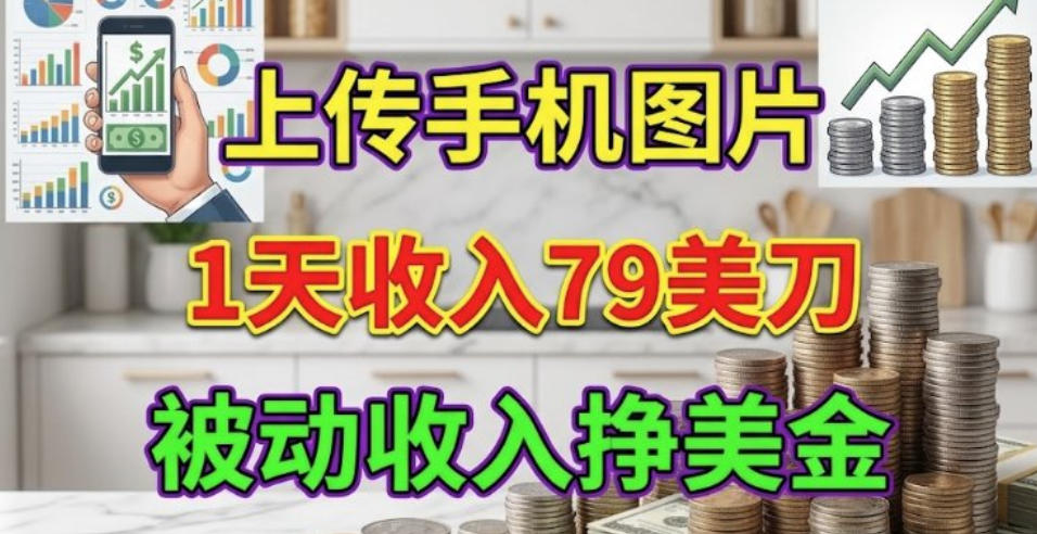上传手机图片，1天收入79刀，被动收入挣美刀-洛柒笔记