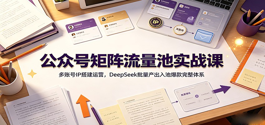 公众号矩阵流量池实战课：多账号IP搭建运营，DeepSeek批量产出入池爆款完整体系-洛柒笔记