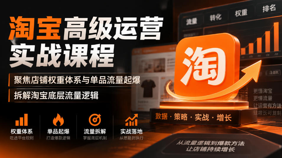 淘宝高级运营实战课程，聚焦店铺权重体系与单品流量起爆，拆解淘宝底层流量逻辑-洛柒笔记
