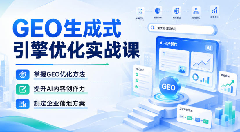 GEO生成式引擎优化实战课，掌握GEO优化方法，提升AI内容创作力，制定企业落地方案-洛柒笔记