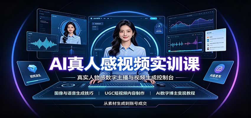 AI真人感视频实训课：图像语音生成，UGC内容制作，AI数字博主变现教程-洛柒笔记