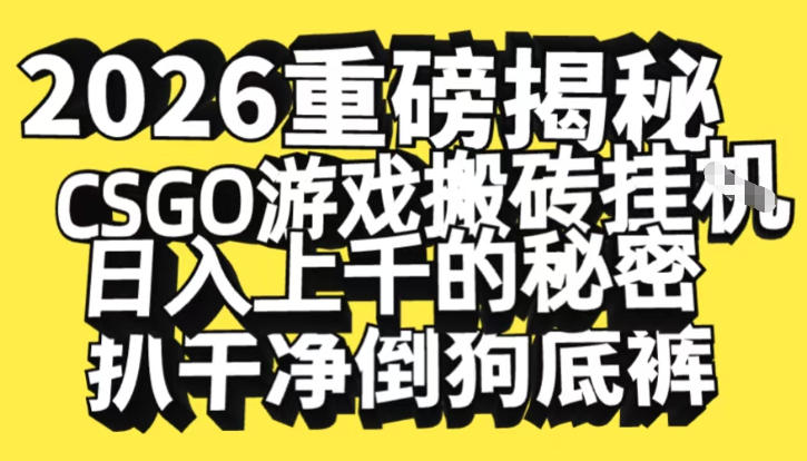 2026开年重磅解密，CSGO游戏搬砖挂G日入1k+的秘密，把倒狗的底裤扒干【揭秘】-洛柒笔记