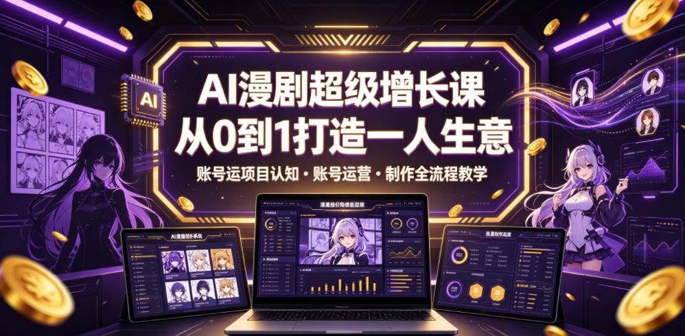 AI漫剧超级增长课，从0到1打造一人生意，项目认知・账号运营・制作全流程教学-洛柒笔记
