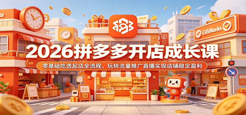 2026拼多多开店成长课：零基础吃透起店全流程，玩转流量推广直播实现店铺稳定盈利-洛柒笔记
