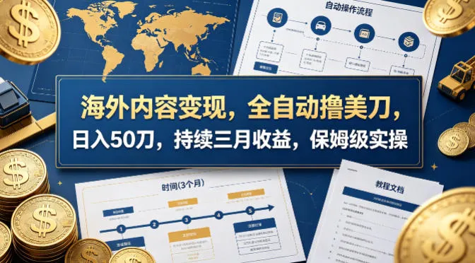 海外内容变现，全自动撸美刀，日入50刀，持续三月收益，保姆级实操-洛柒笔记