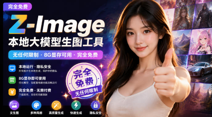 Z-Image本地大模型生图工具，无任何限制·8G显存可用·完全免费-洛柒笔记