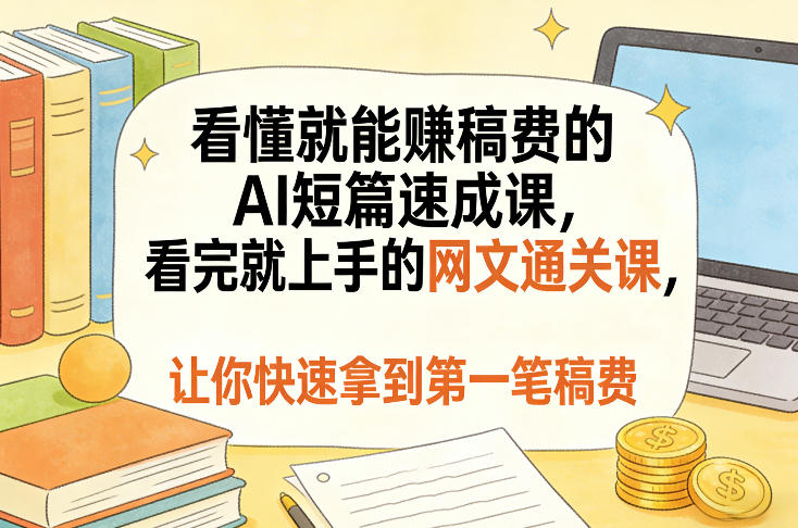 看懂就能賺稿费的AI短篇速成课，看完就上手的网文通关课，让你快速拿到第一笔稿费-洛柒笔记