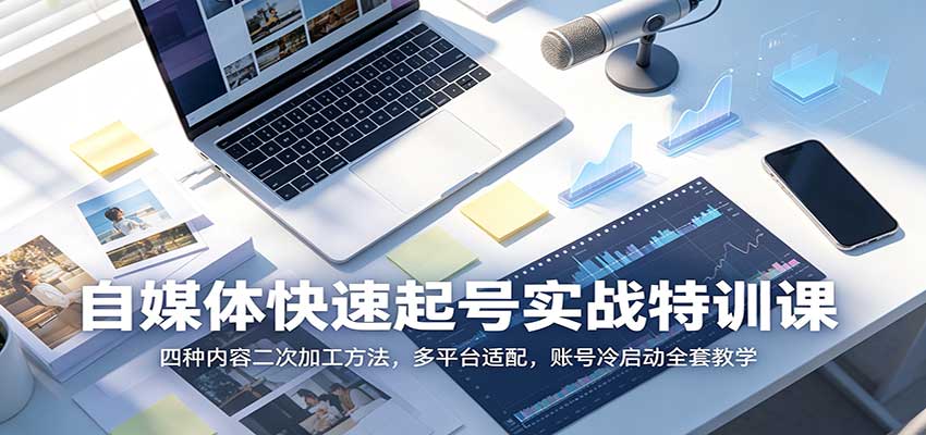 自媒体快速起号实战特训课：四种内容二次加工方法，多平台适配，账号冷启动全套教学-洛柒笔记