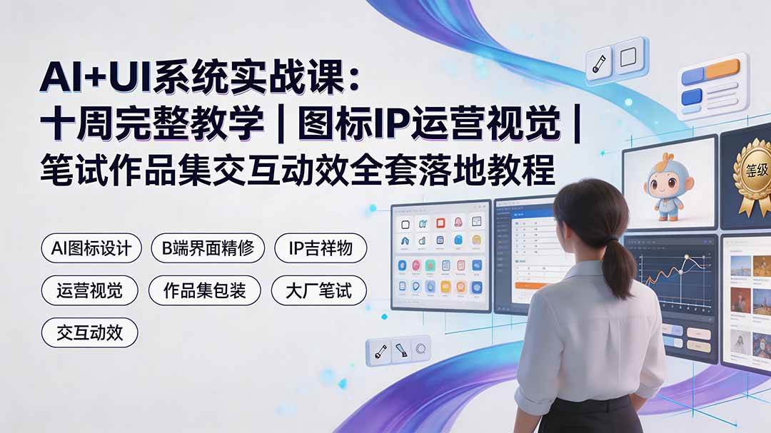 （19378期）AI+UI系统实战课：十周完整教学｜图标IP运营视觉｜笔试作品集交互动效全套落地教程