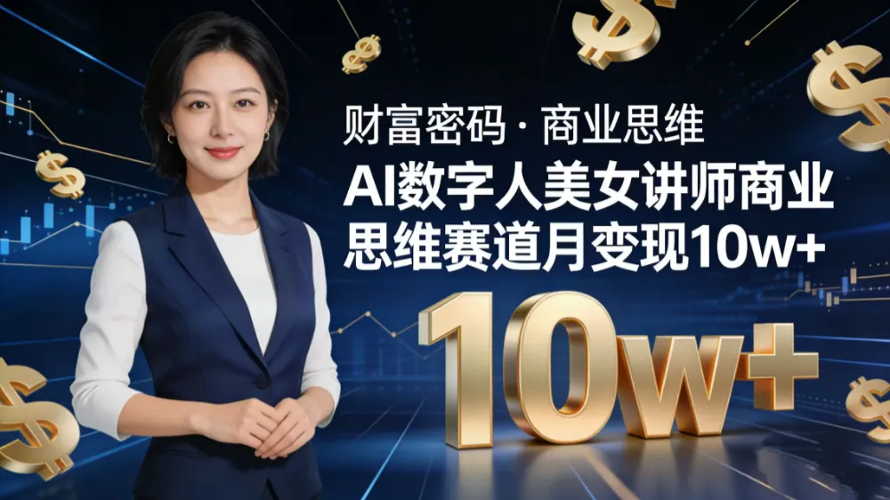 AI 数字人美女讲师！商业思维赛道咋做到月变现 10w+？-洛柒笔记