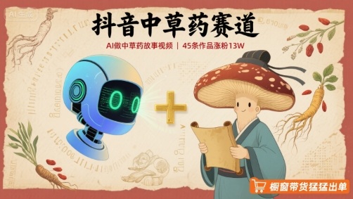 抖音中草药赛道，用AI做中草药故事视频，45条作品涨粉13W，橱窗带货猛猛出单-洛柒笔记