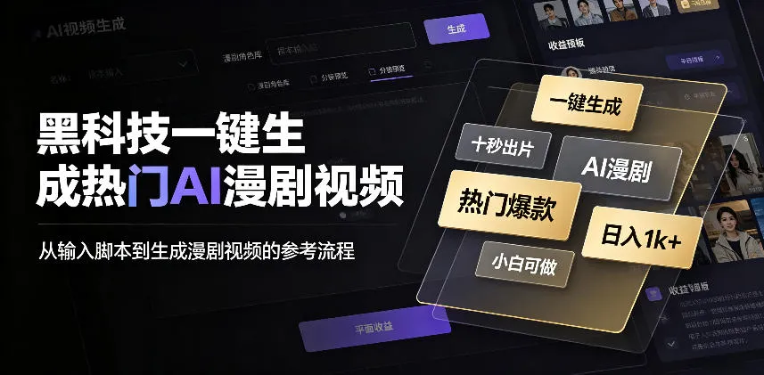 黑科技一键生成热门AI漫剧视频，十秒钟即可搞定，小白也能日入1k+-洛柒笔记