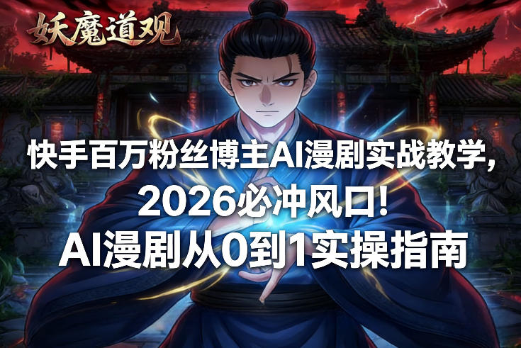 快手百万粉丝博主AI漫剧实战教学，2026必冲风口！AI漫剧从0到1实操指南-洛柒笔记