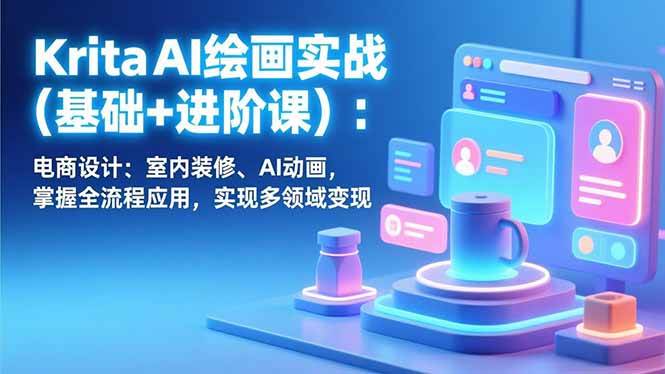 （17023期）Krita AI绘画实战(基础+进阶课)：电商设计、室内装修、AI动画，掌握全流程应用，实现多领域变现-洛柒笔记