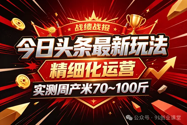今日头条最新玩法，精细化运营，躺米，实测周产米 70~100 斤，兔米橡木，全新躺.zhuan模式