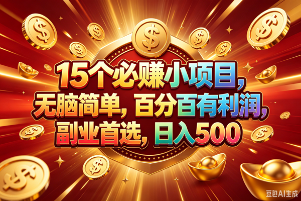 （19143期）15个必赚的小项目，百分百赚元子，无脑简单，副业首选，日入500+-洛柒笔记