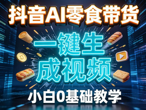 抖音AI零食带货，一键生成视频，小白0基础教学-洛柒笔记
