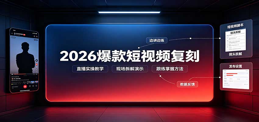 2026爆款短视频复刻：直播实操教学，配套文字文档掌握全流程-洛柒笔记